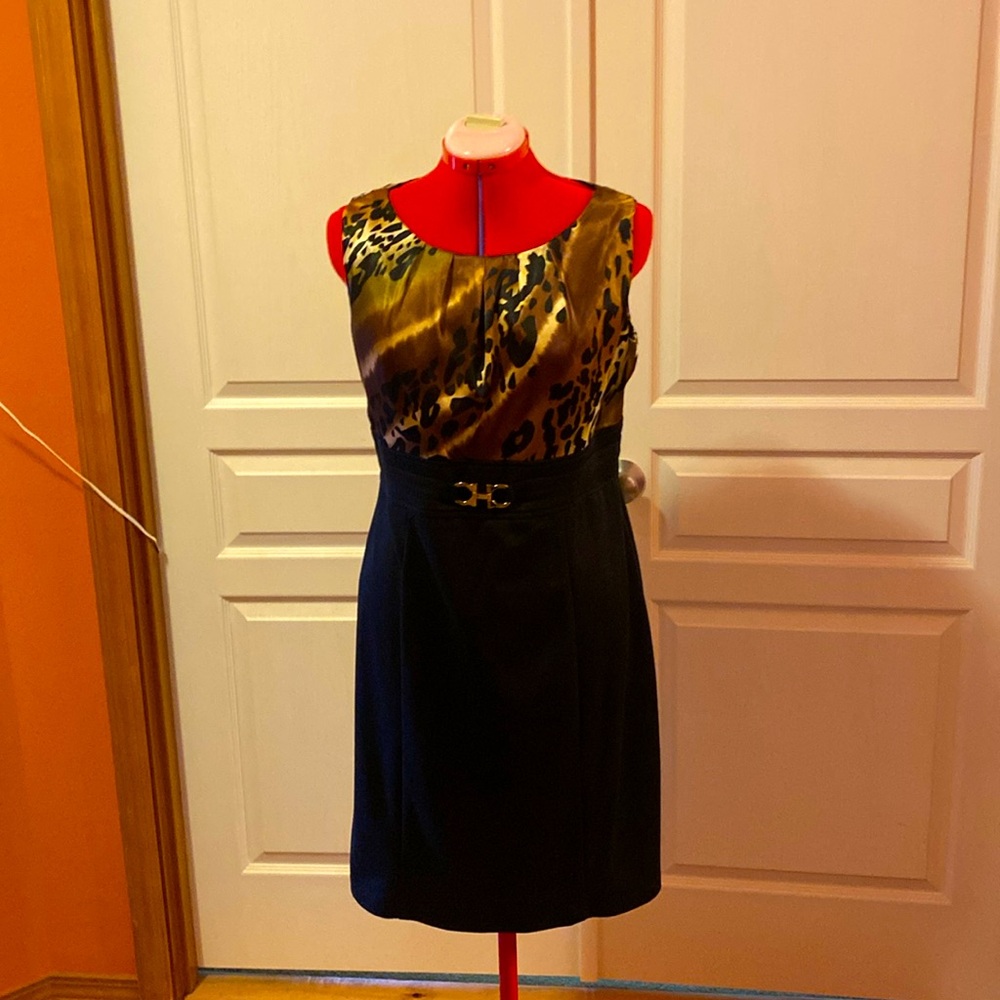 Empire waist dress Leopard and Black